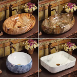 European wash basin colorful decorative vanity ceramic basin bathroom