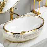 SIMILAR Sanitary Ware Oval Electroplating Gold Black Wash Basin