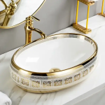 SIMILAR Sanitary Ware Oval Electroplating Gold Black Wash Basin