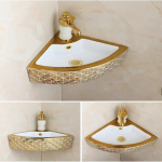 Luxury Golden Vanity Table Top Wash Basin Ceramic Art Oval Lavabo Electroplated Bathroom Vessel Sink