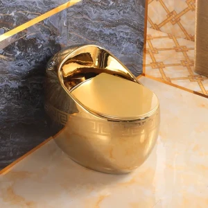 luxury ceramic golden one piece toilet gold plated commode modern bathroom egg shaped wc toilet