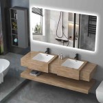 Double Single Wall Mounted White Marble Sintered Stone Cabinet Wash Basin Floating Bathroom Vanities With Mirror