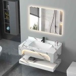 Modern rectangular wall mounted marble top bathroom vanity sink sintered stone white marble bathroom vanity