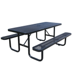 Outdoor furniture picnic table garden square metal dining table and chair set steel coffee table with umbrella hole