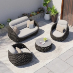 Outdoor Sofa Set Furniture Aluminum Frame Fabric Sofa Chair Rattan Garden Sofas for Hotel