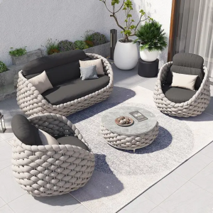 Outdoor Modern Lazy Wicker Sofa Set Waterproof Wicker Garden Sofas for Home Luxury