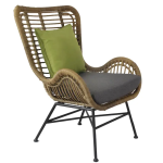 Modern Style Outdoor Steel Rattan Garden Chair with Armrest Patio Furniture Living Room Hotel & Courtyard Dining