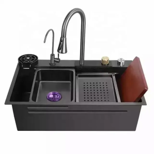 Kitchen Sink Flying rain Waterfall Sink Household Dishwasher Basin Smart stainless steel Kitchen Sink with Pull Out tap